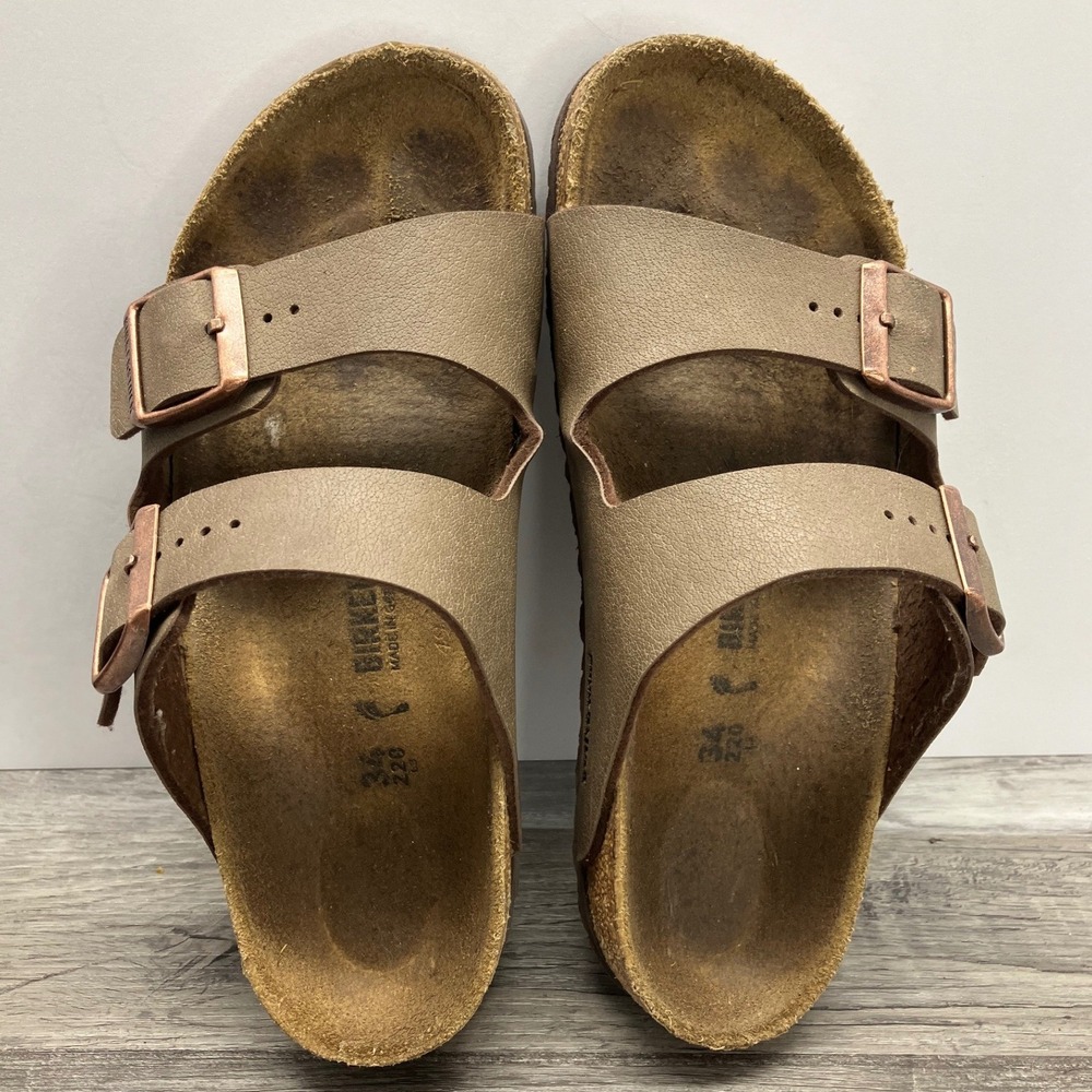 Birkenstock Arizona Mocha Birko-Flor Sandals Womens 34 US 3 Copper Buckles Brown - Picture 7 of 7